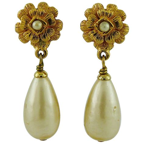 camellia chanel earings|vintage Chanel camellia pearl earring.